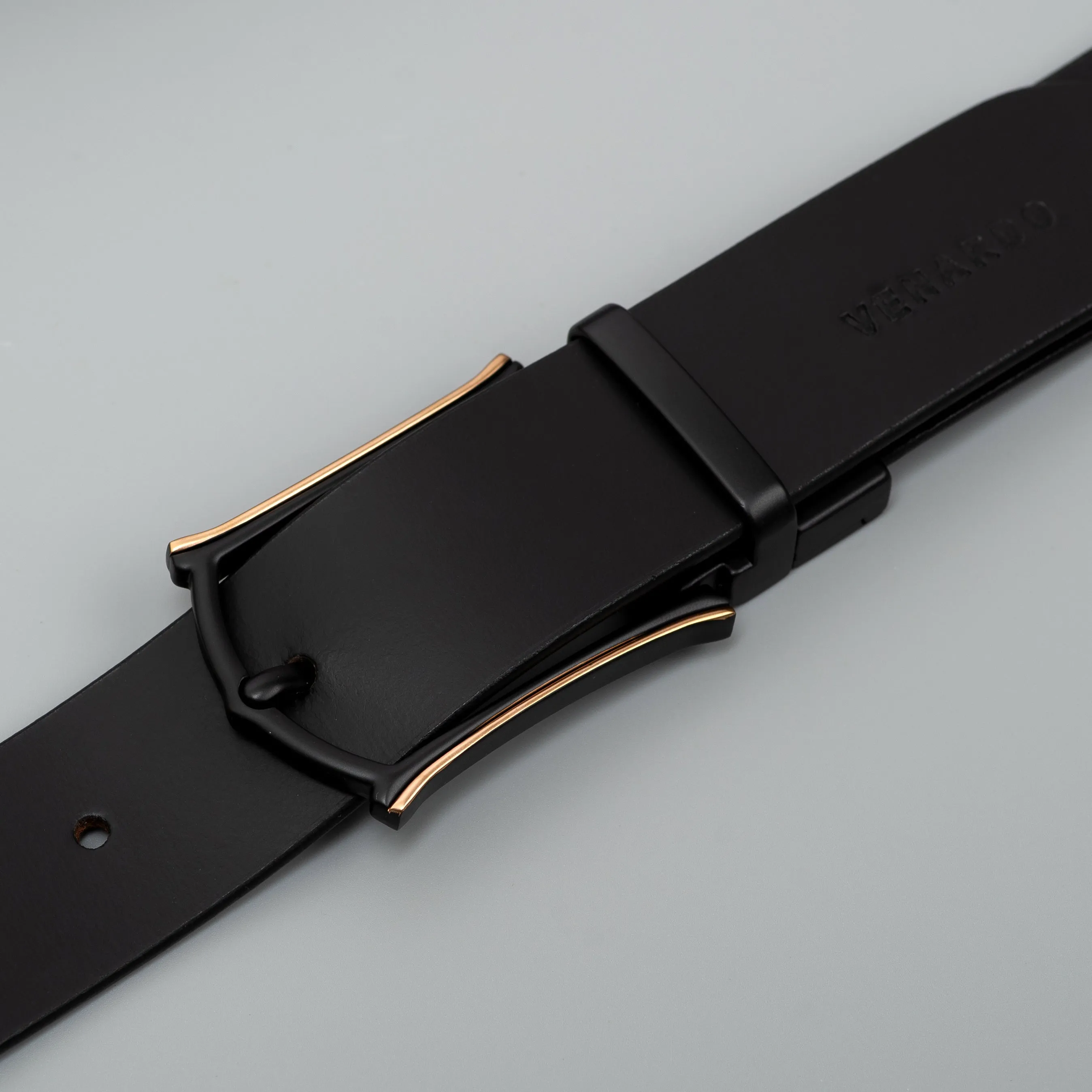 Men Vactori Formal Matt black Buckle Genuine Leather Belt