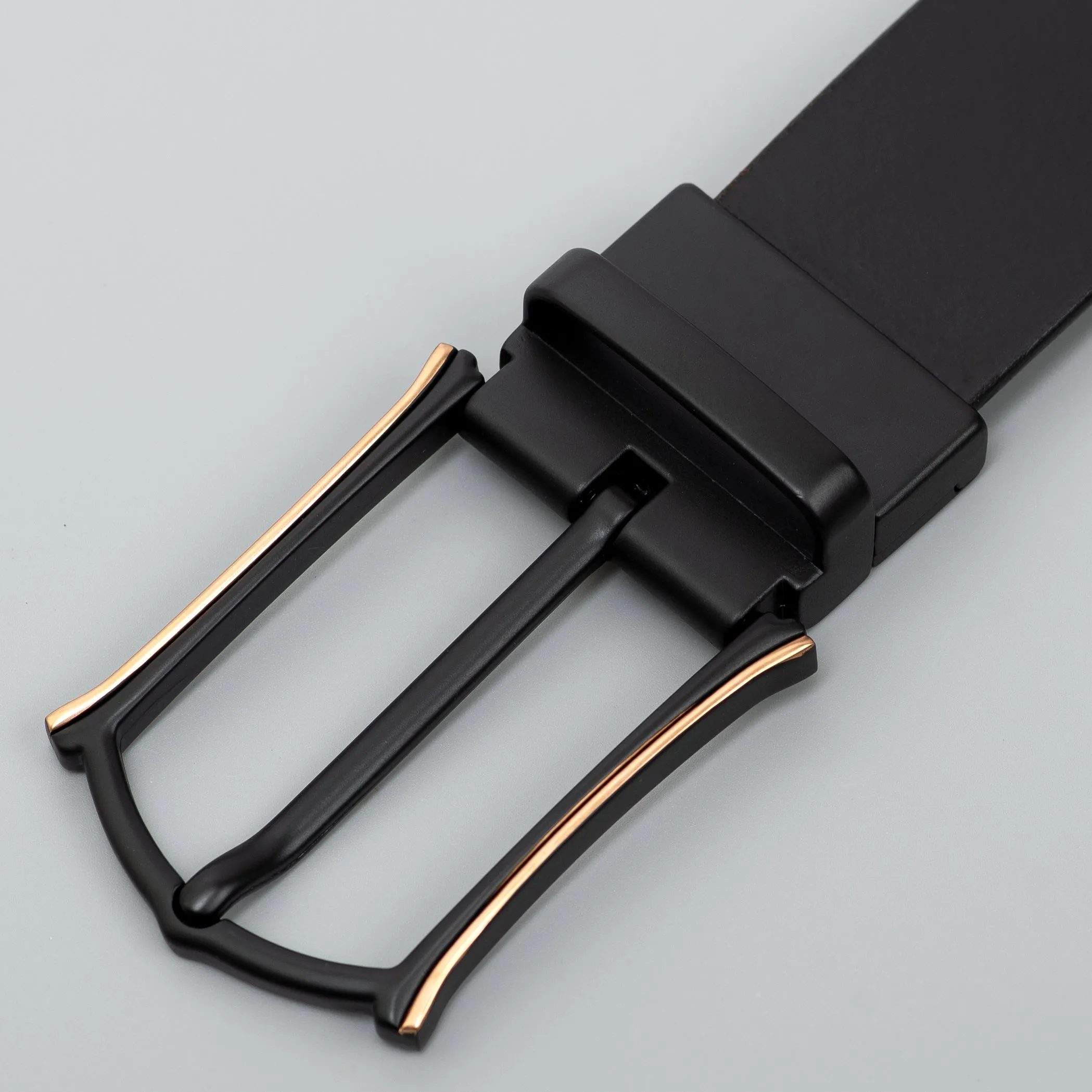 Men Vactori Formal Matt black Buckle Genuine Leather Belt