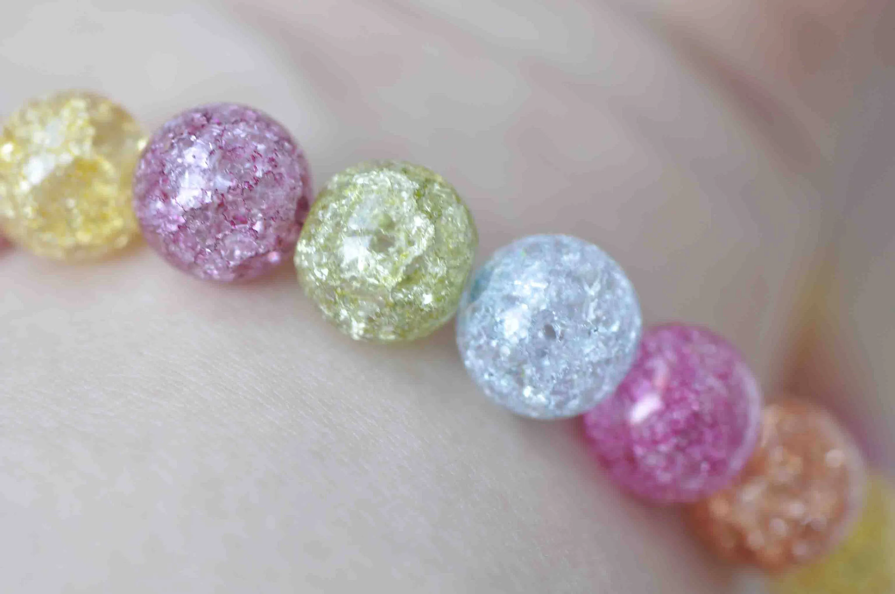 One Strand Colorful Round Crackle Glass Beads 6mm-14mm