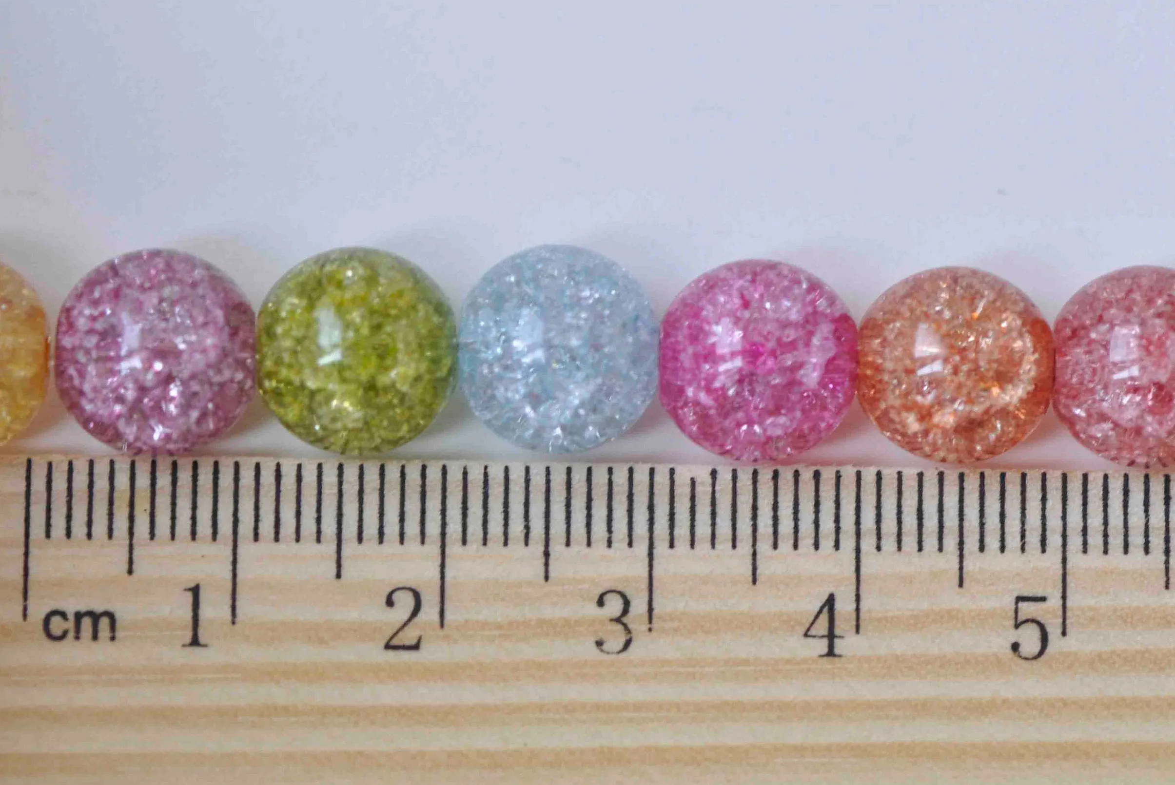 One Strand Colorful Round Crackle Glass Beads 6mm-14mm