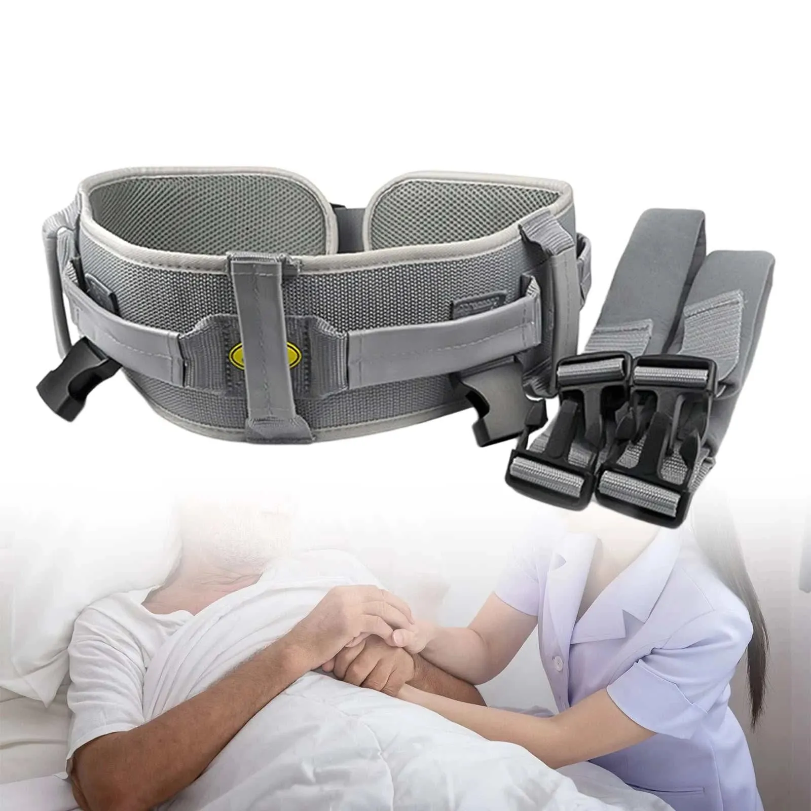 Patient Gait Belt Adjustable Size Upgraded Elderly Assist Device with Handles for Walking Seniors Injured Patient Care Elderly