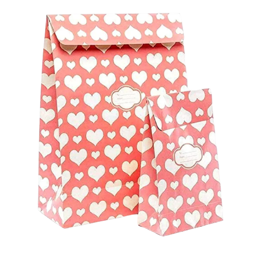 Peel & Seal Gift Bag Pink Hearts 12pk Large No-Wrap Present