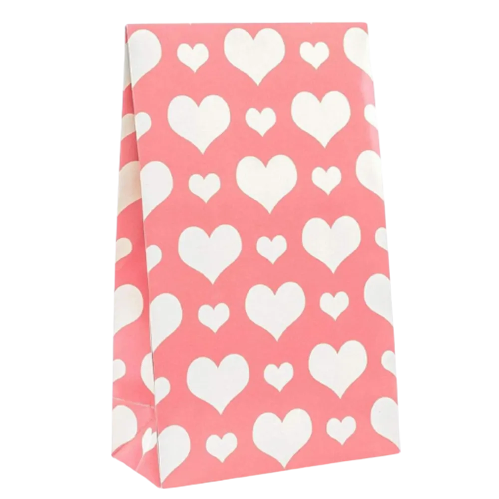 Peel & Seal Gift Bag Pink Hearts 12pk Large No-Wrap Present