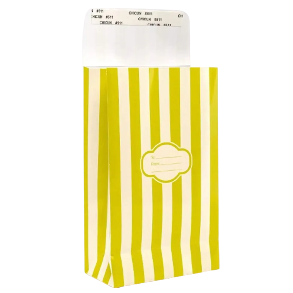 Peel & Seal Gift Wrap Bag Green Stripe 12pk Medium No-Wrap