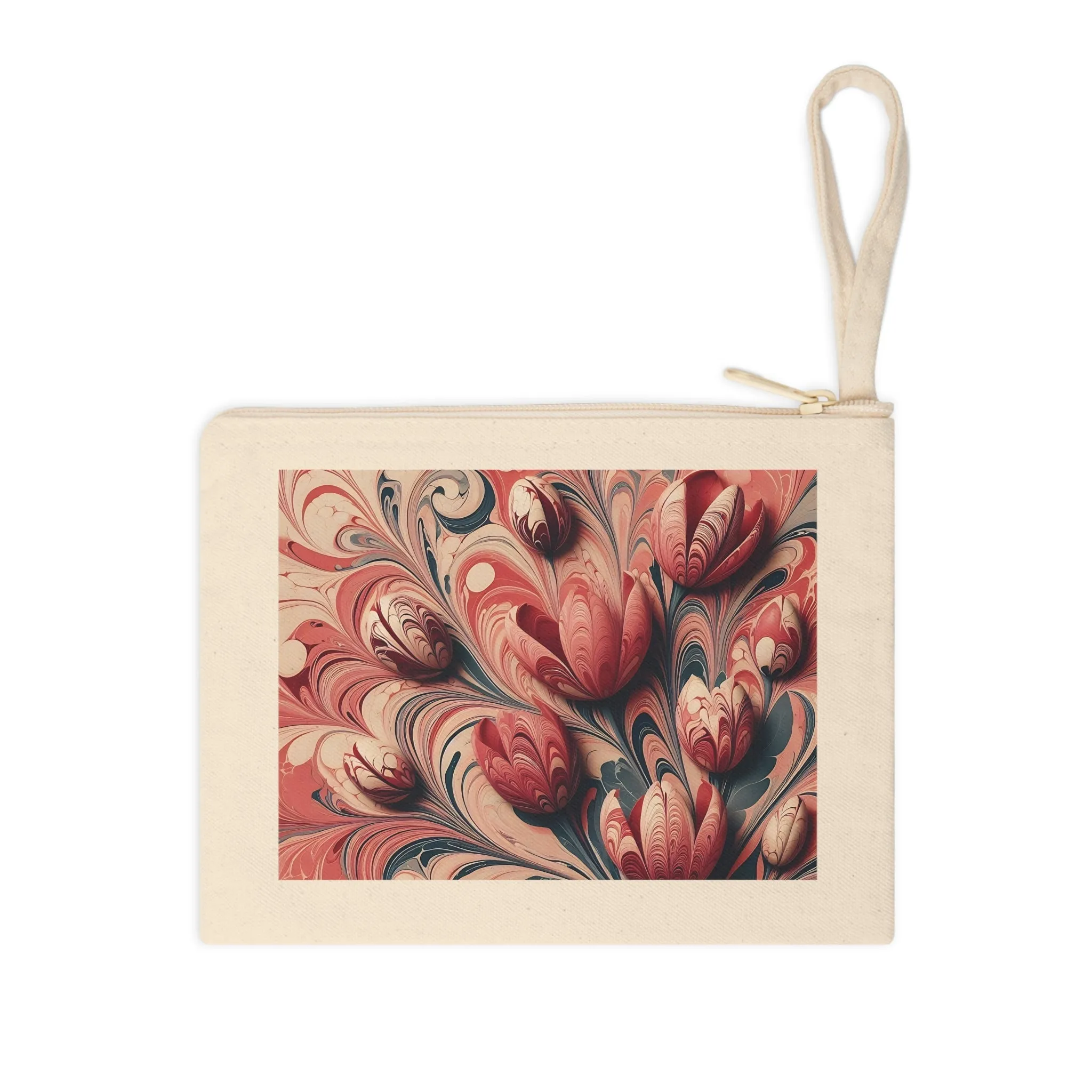 Pink colors pastel tones tulip patterned marbling art Accessory Zipper Pouch