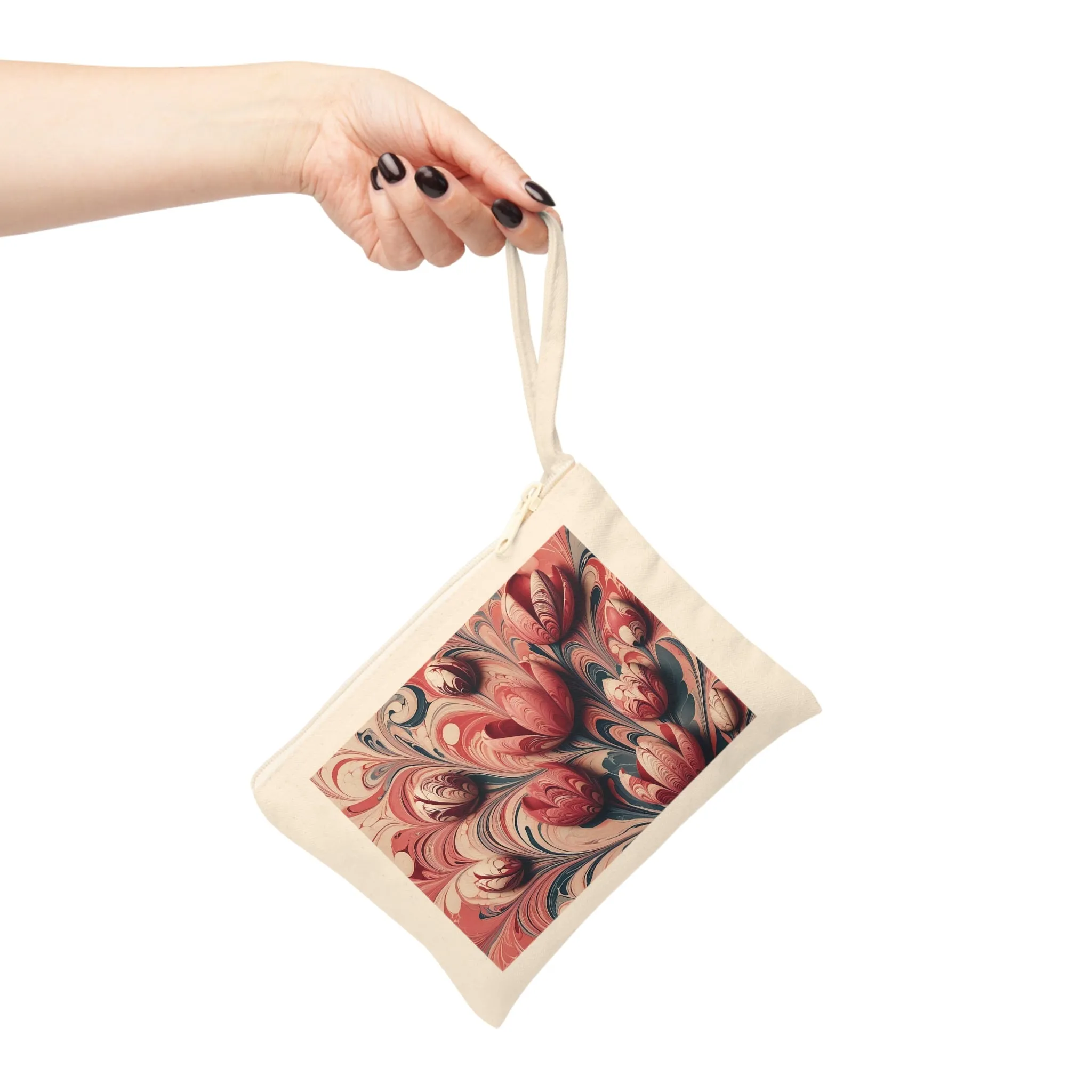 Pink colors pastel tones tulip patterned marbling art Accessory Zipper Pouch