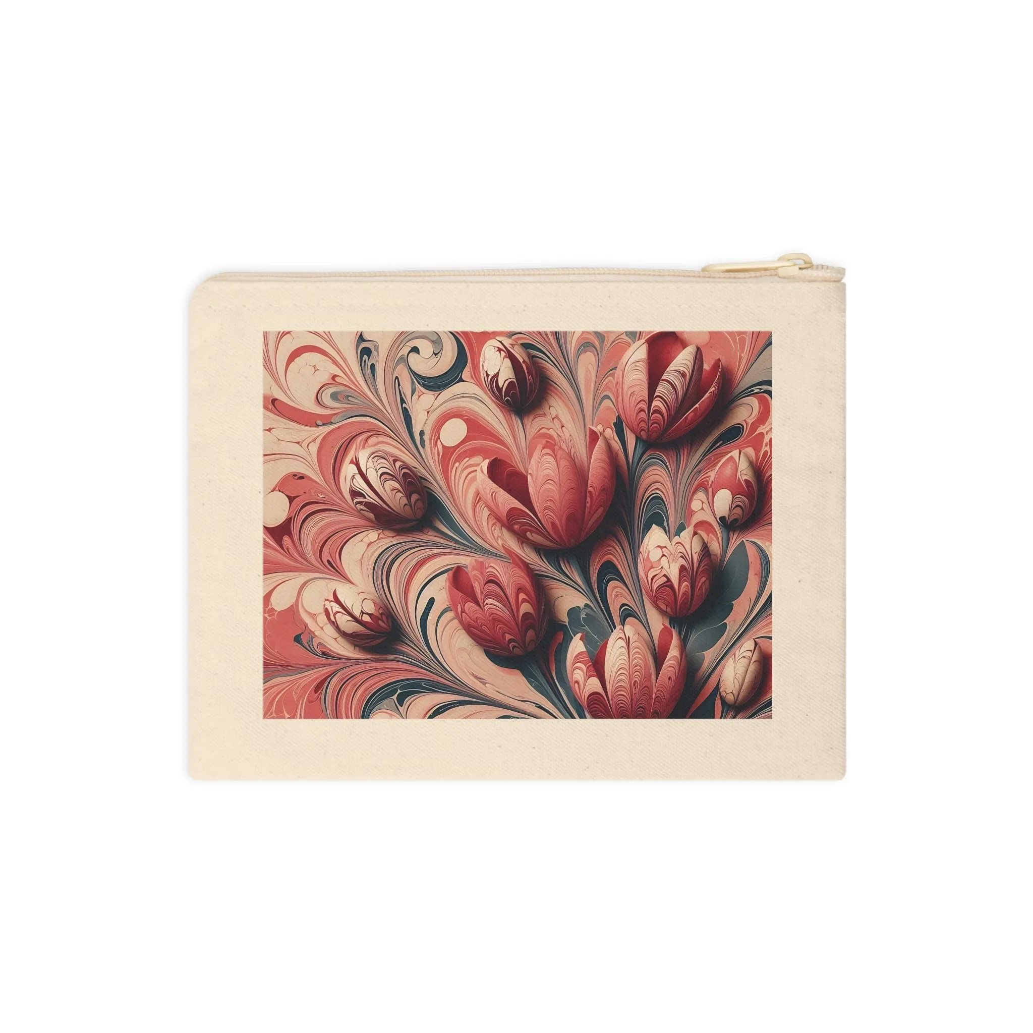 Pink colors pastel tones tulip patterned marbling art Accessory Zipper Pouch