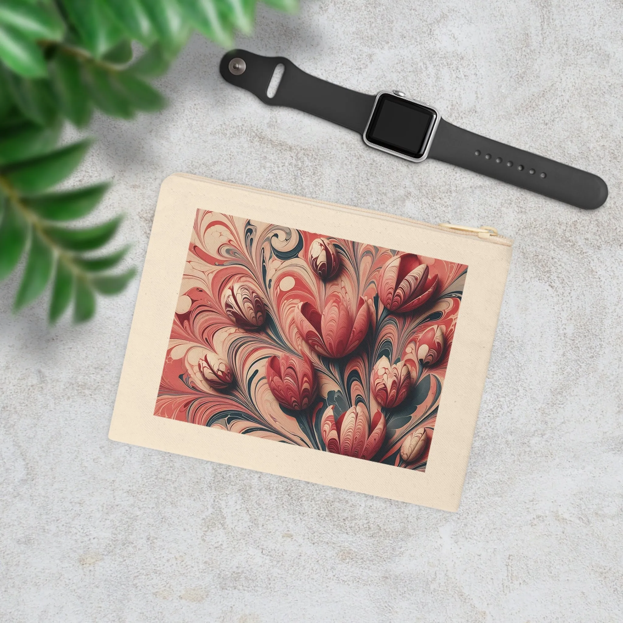Pink colors pastel tones tulip patterned marbling art Accessory Zipper Pouch