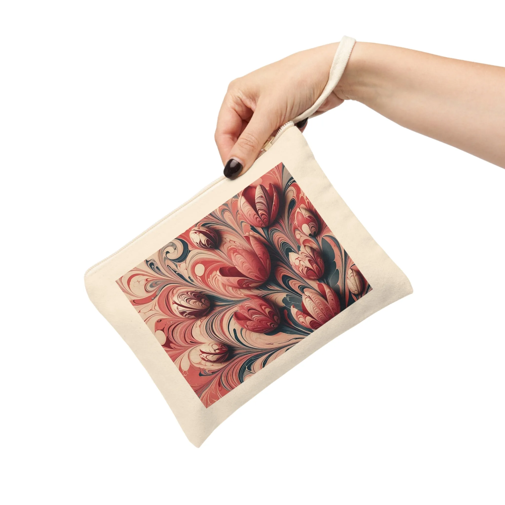 Pink colors pastel tones tulip patterned marbling art Accessory Zipper Pouch