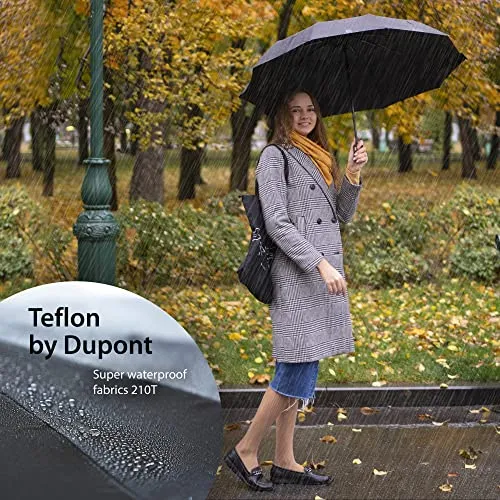Pink Compact Travel Umbrella - Windproof Automatic - Women