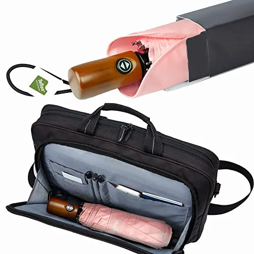 Pink Compact Travel Umbrella - Windproof Automatic - Women