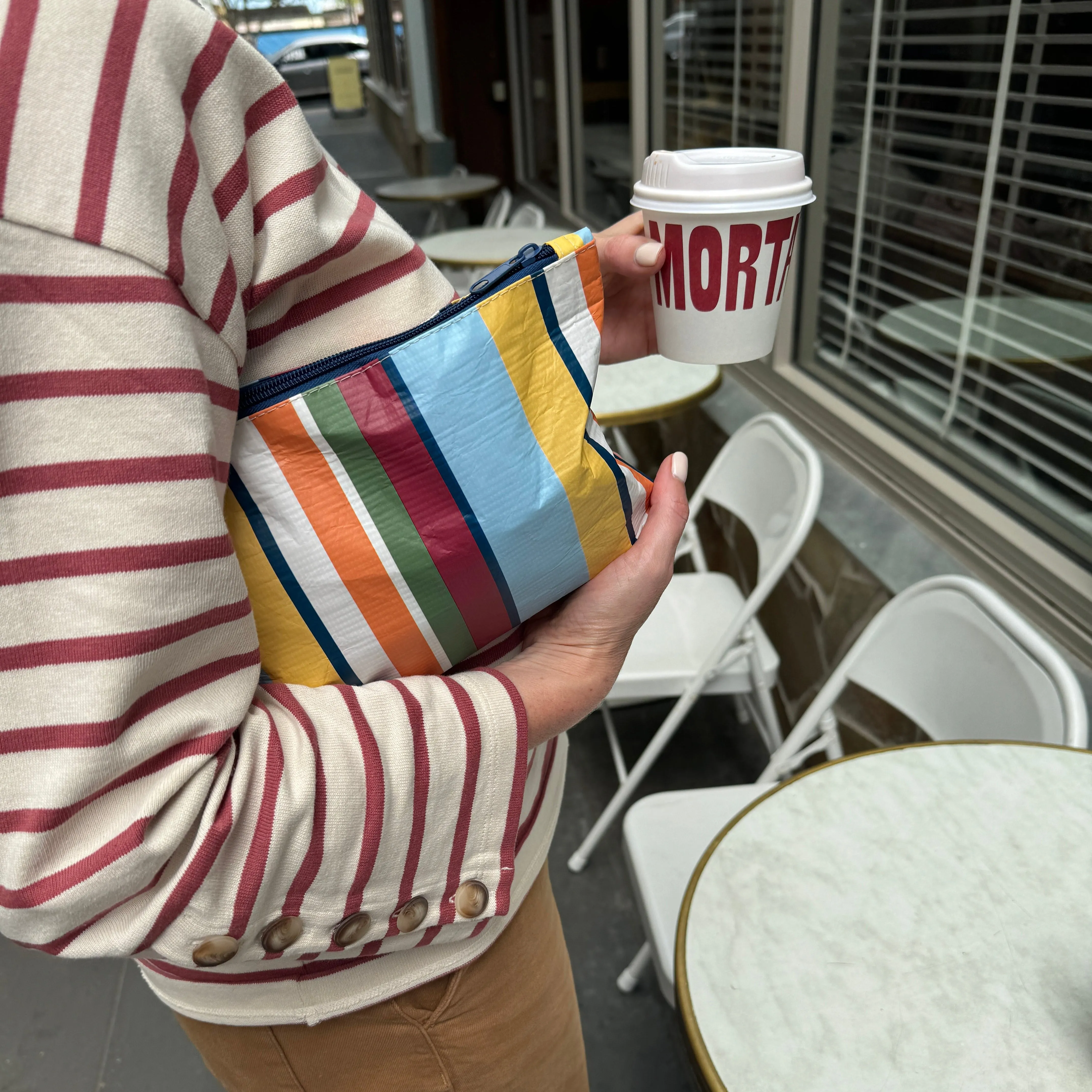 Retro Stripe Mini Zip Pouch