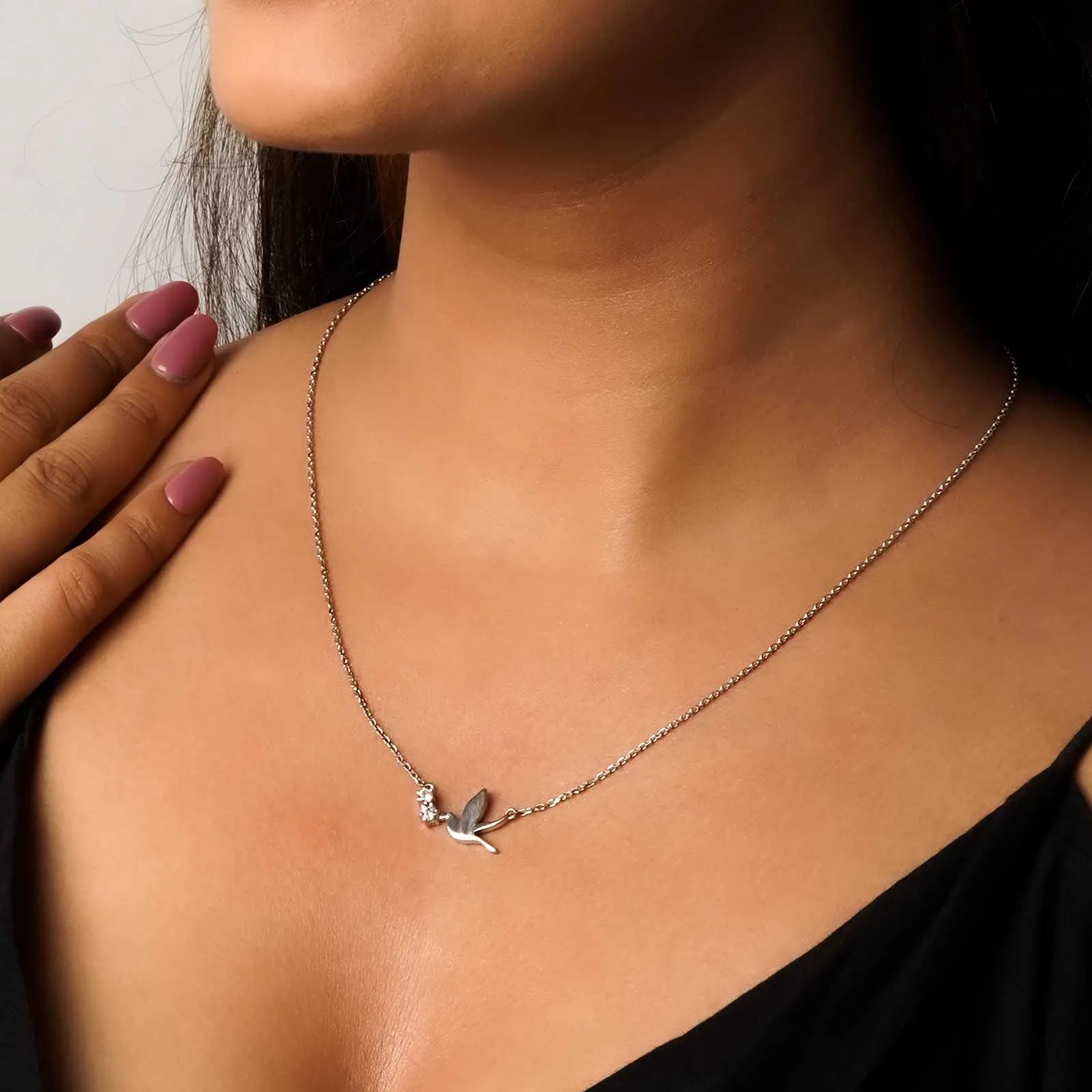 Silver Flying Pigeon Necklace