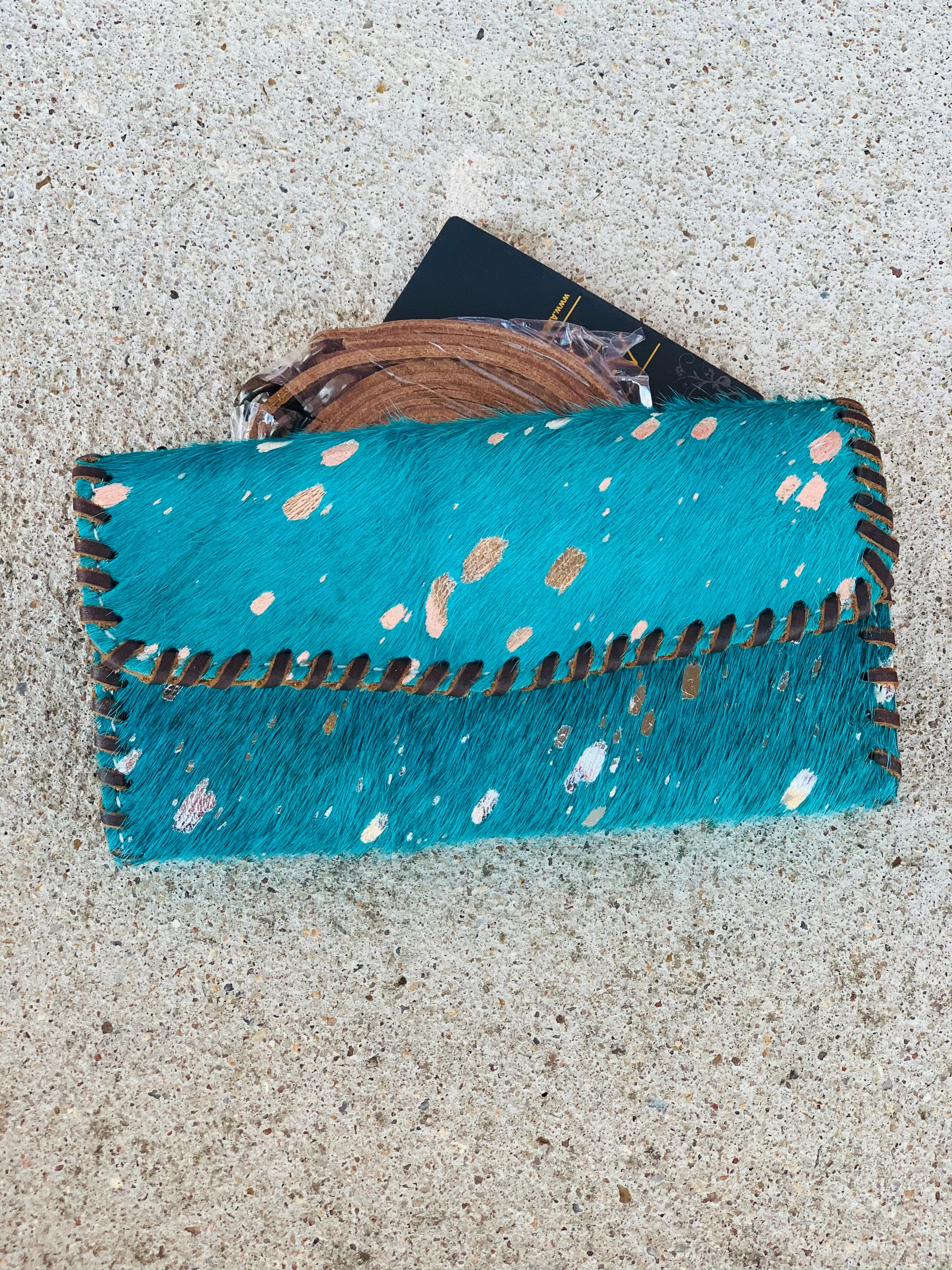 Southern Doll Turquoise Hide Braided Mini Clutch & Purse