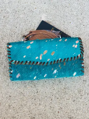 Southern Doll Turquoise Hide Braided Mini Clutch & Purse