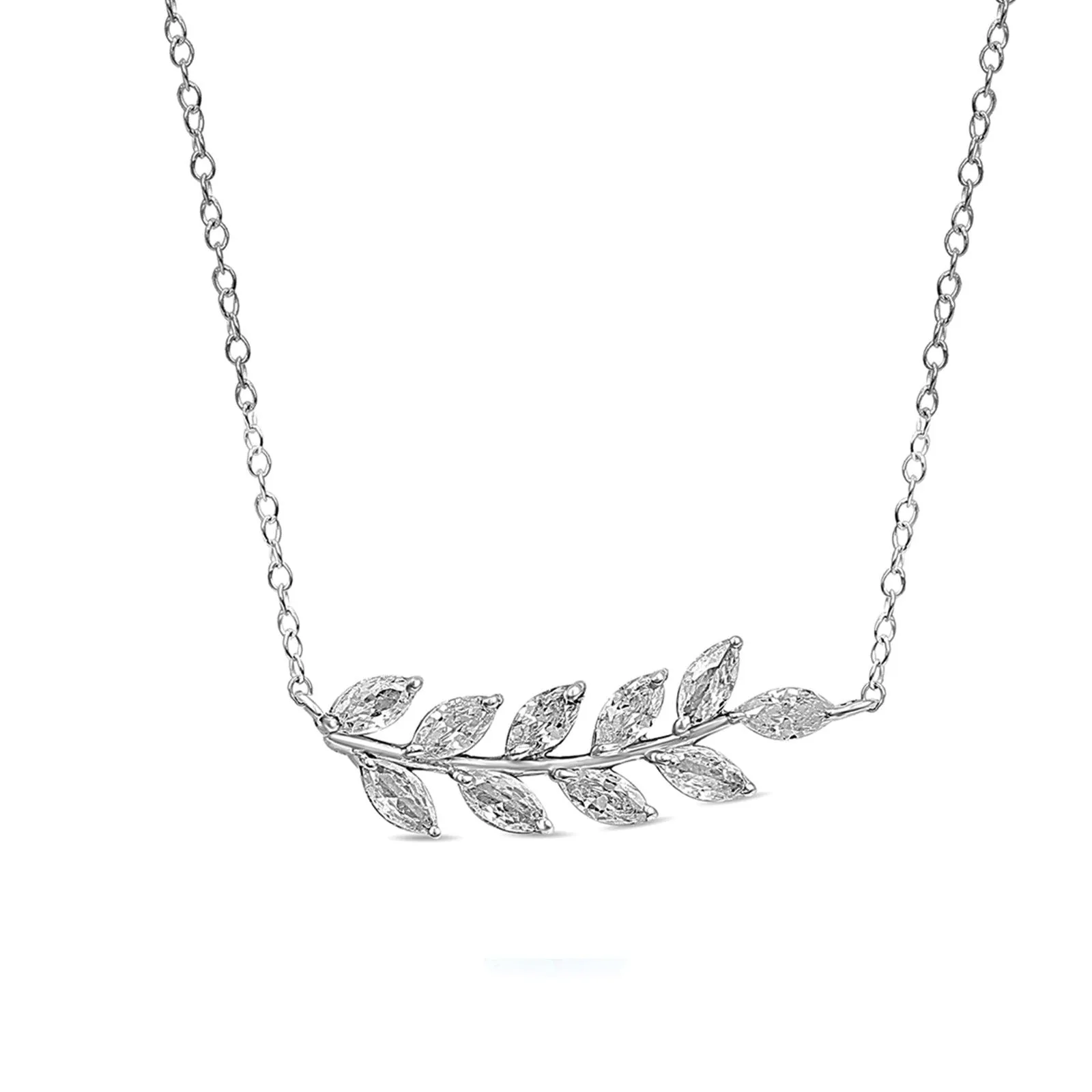 Sterling Silver Olive Leaf Design Necklace