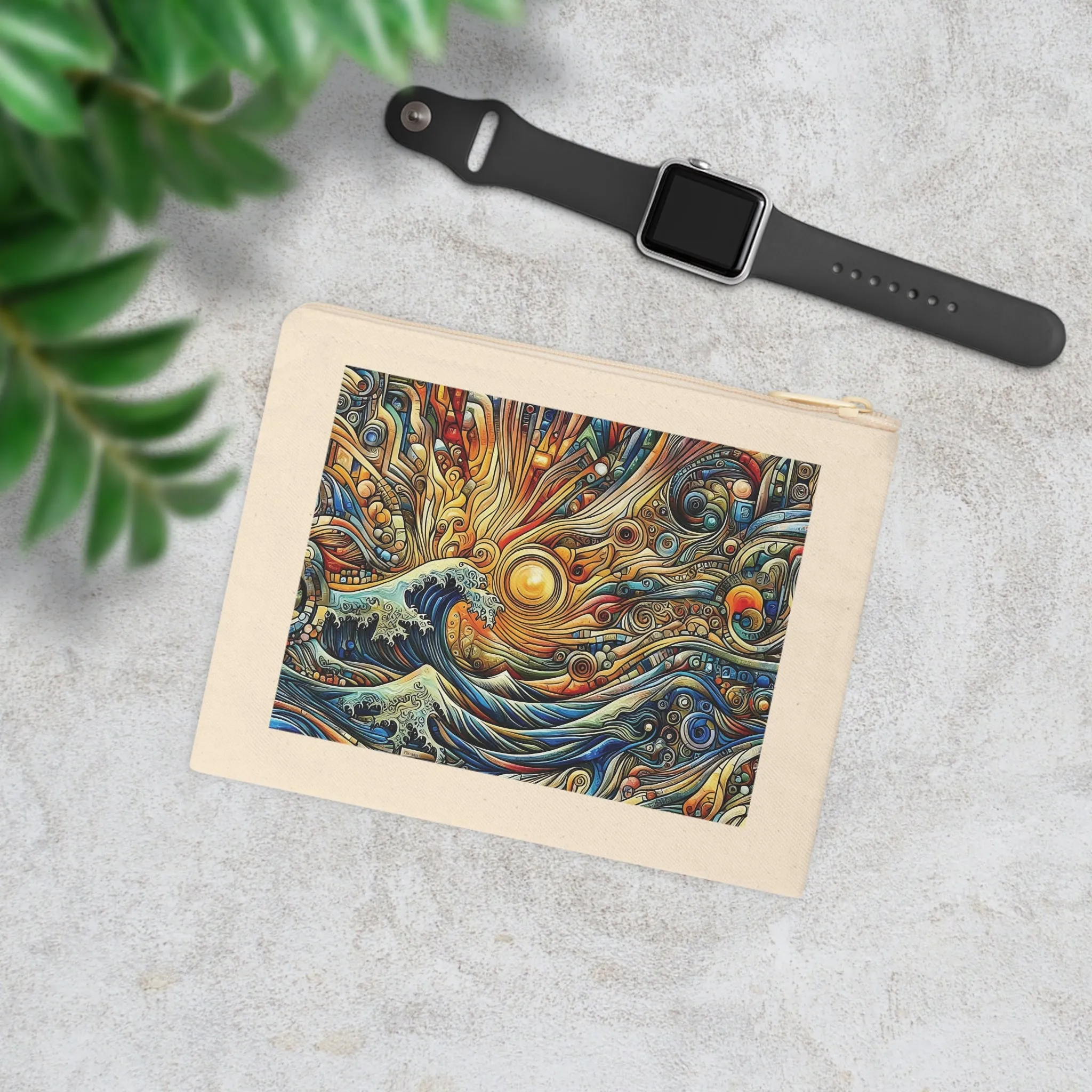 Sun and wave abstract design Accessory Zipper Pouch