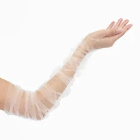 THE KATHERINE - Opera Length Ruched White Tulle Gloves