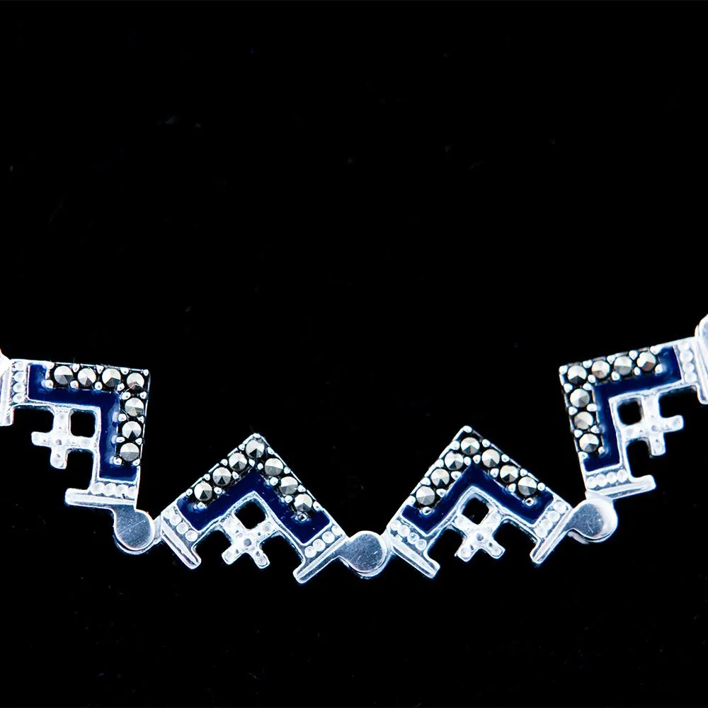 Two-Way Dark Blue Magnetic Jerusalem Cross Necklace