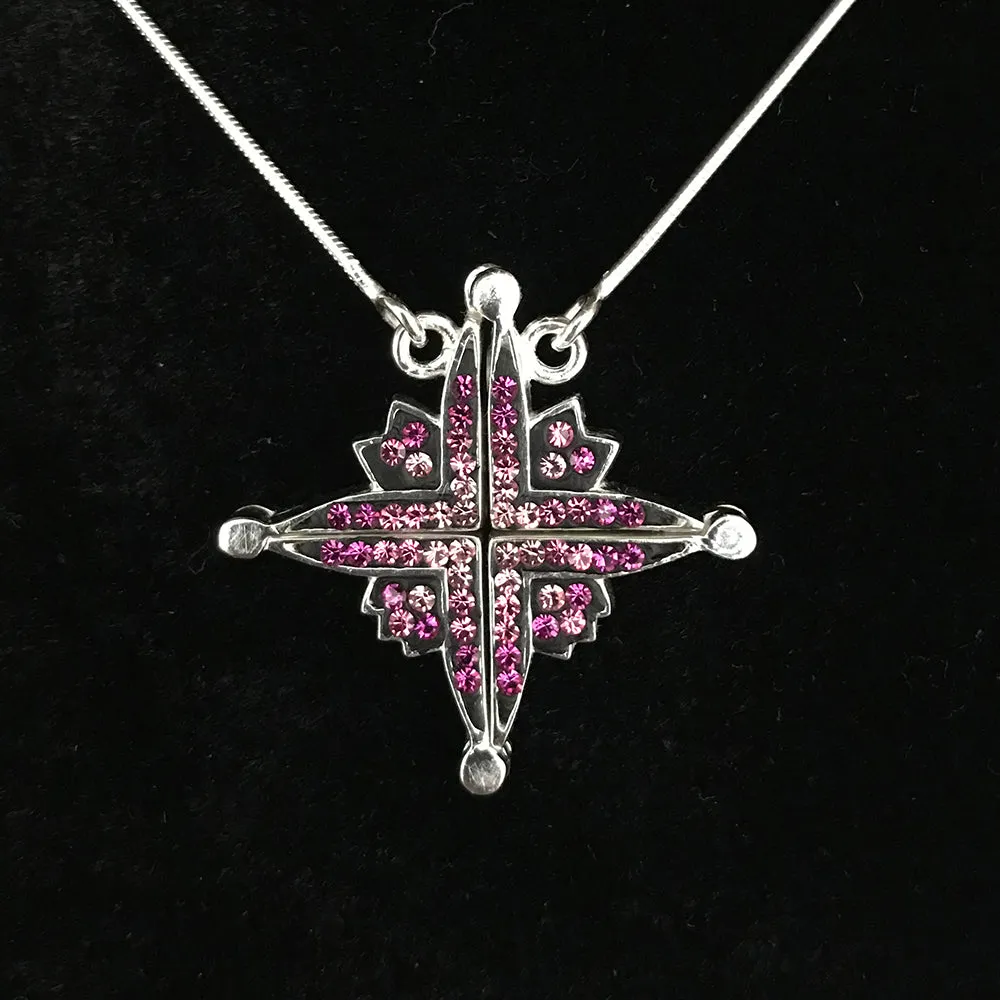 Two-Way Magnetic Star of Bethlehem Necklace (Pink Gemstones)