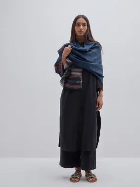 Utsa Blue Houndstooth Patterned Stole
