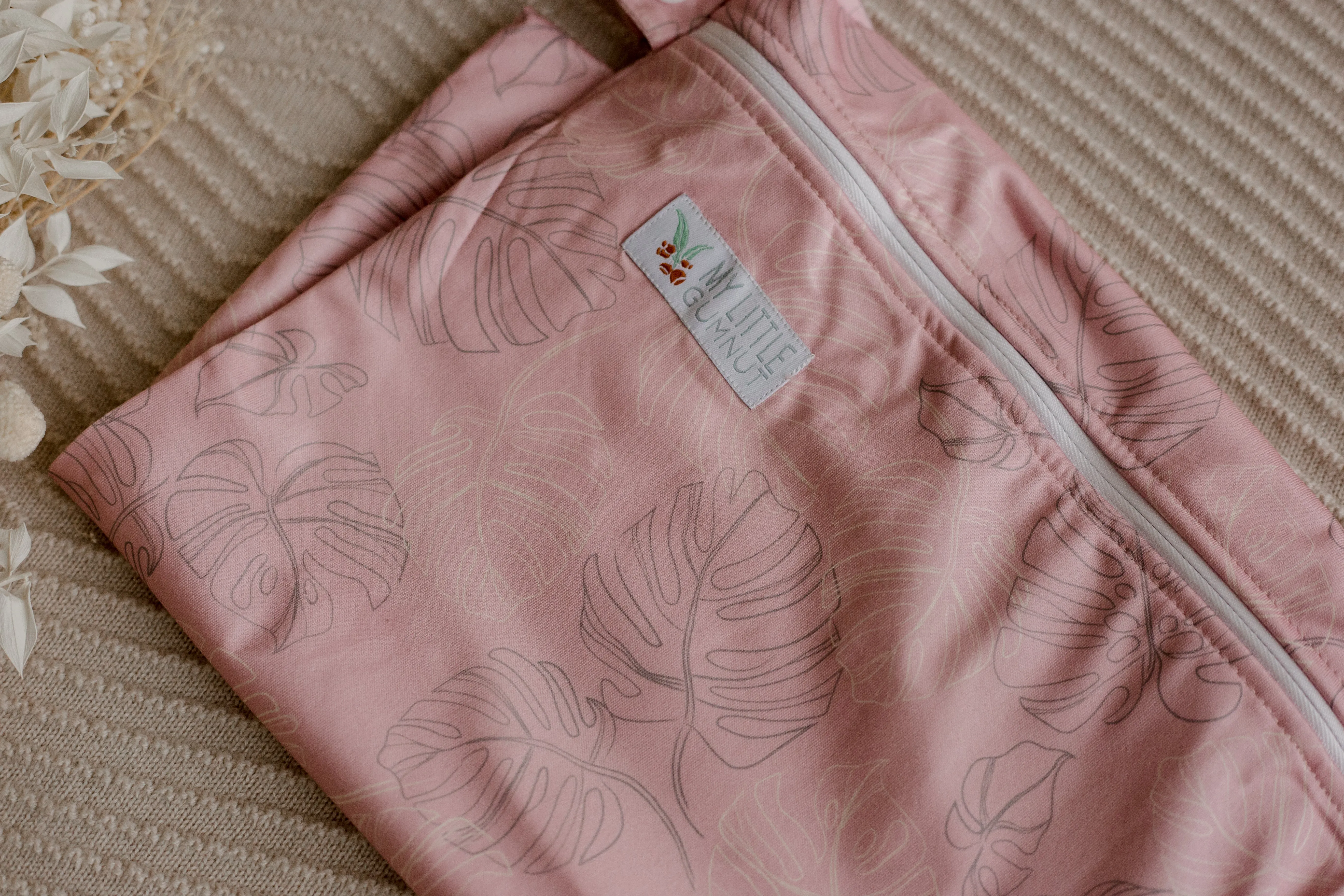 Wet Bag - Monstera (Dusty Pink)