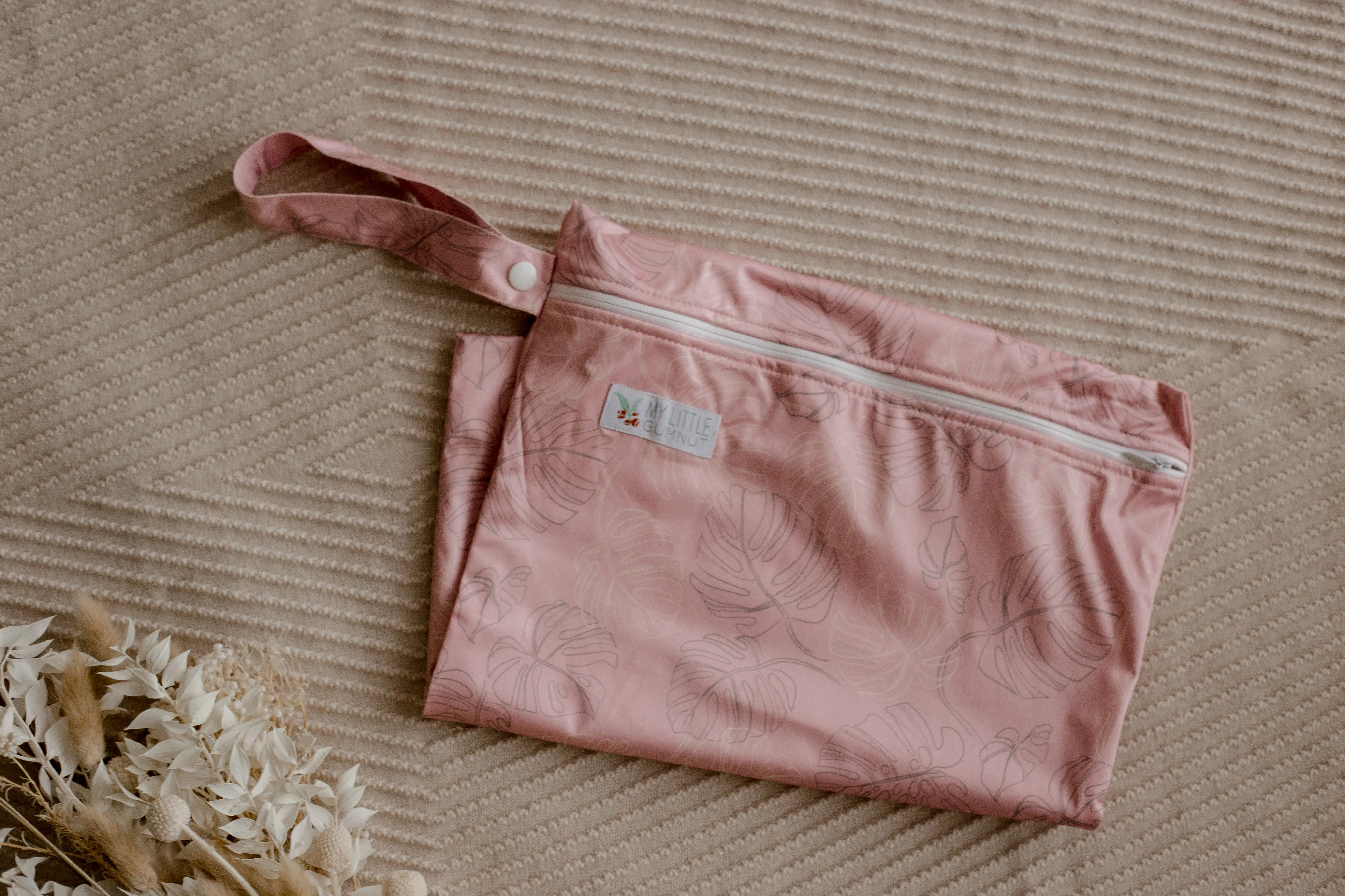 Wet Bag - Monstera (Dusty Pink)
