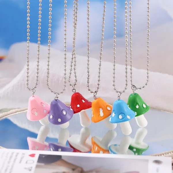 Wholesale colorful resin mushroom Pendant JDC-NE-F303