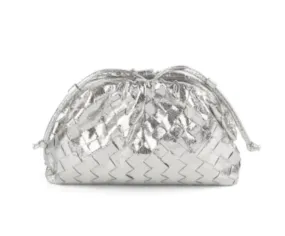 Woven Cloud Clutch - Metallic Silver